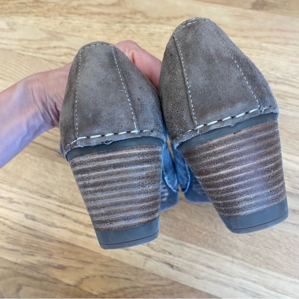 Dansko Taupe Suede Mary Jane Wedge Shoes - Picture 13 of 13